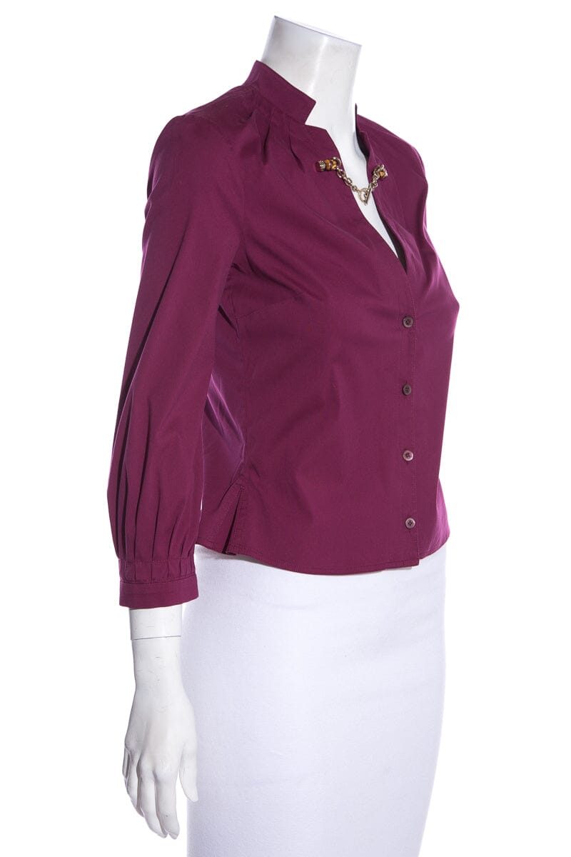 Gucci Magenta Blouse W/ Bamboo Detailling SZ 38