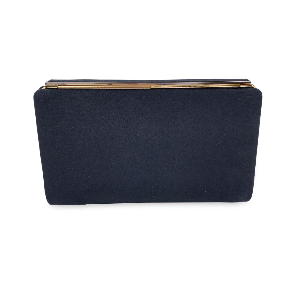 Gucci Vintage Black Canvas Clutch Evening Bag with GG Logo