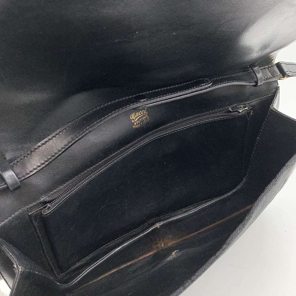 Gucci Vintage Black Monogram Canvas Convertible Shoulder Bag