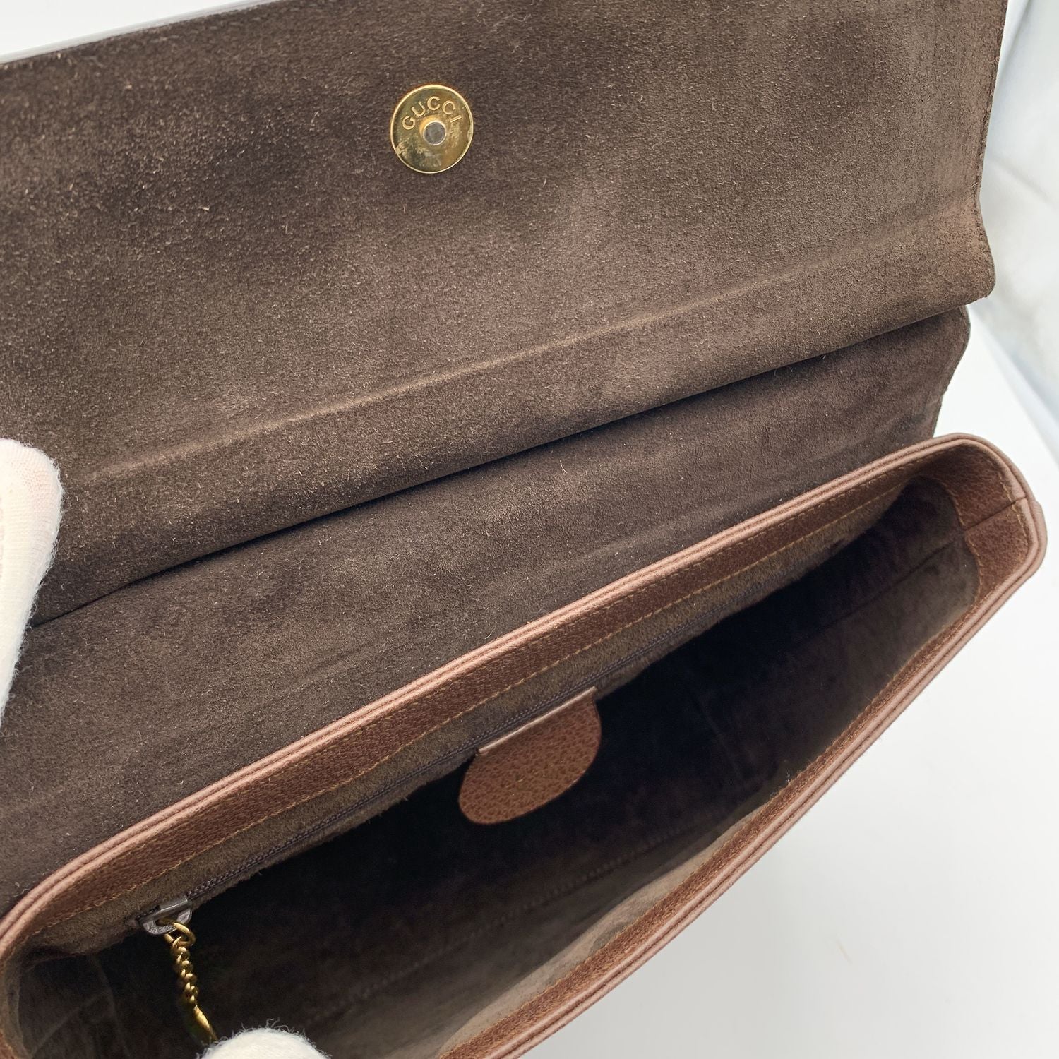 Gucci Vintage Brown Leather Bamboo Handle Small Box Handbag Bag