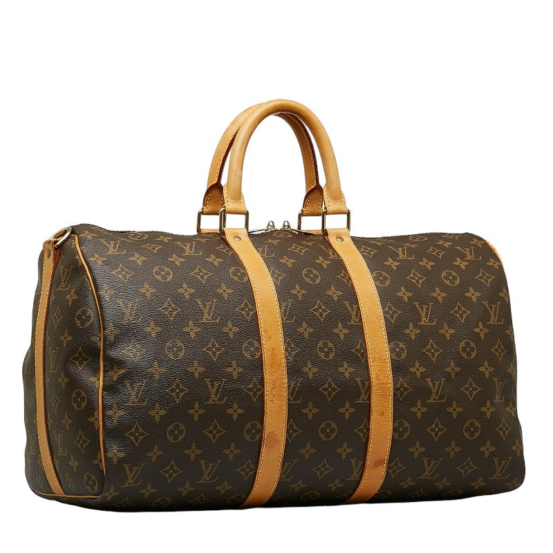 Louis Vuitton Monogram Keepall Bandouliere 45 Boston Bag M41418 Brown