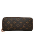 Louis Vuitton Monogram Portfolio Claimance Round Fassner Long Wallet M61298 Rose Valerie Brown PVC Leather Ladies Louis Vuitton