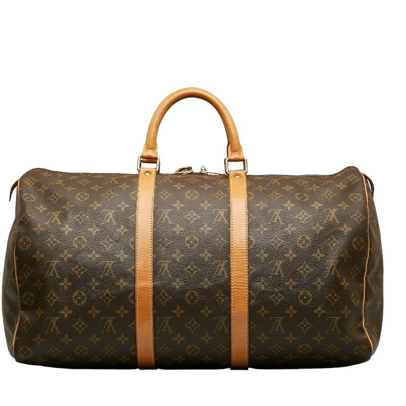 Louis Vuitton Monogram Keepall 50 Boston Bag M41426 Brown PVC Leather  Louis Vuitton
