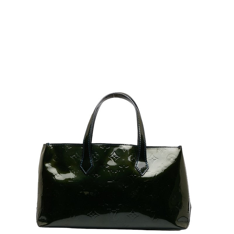 Louis Vuitton Wilshere PM Handbag Monogram Vernis M93684 Blue Green Patent Ladies