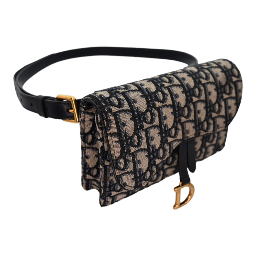 Christian Dior Oblique Saddle Belt Bag Blue