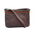 Gucci Vintage Brown Leather Bucket Web Stripes Shoulder Bag