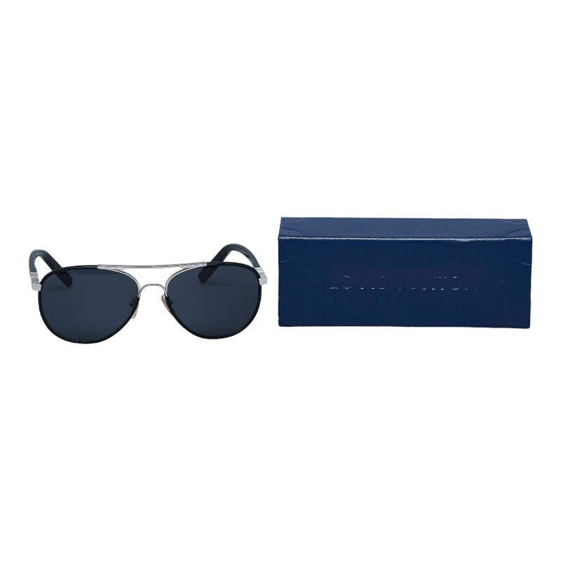 Louis Vuitton Attraction Pilot Sunscreen Z0704U Black Silver Metal Leather  Louis Vuitton
