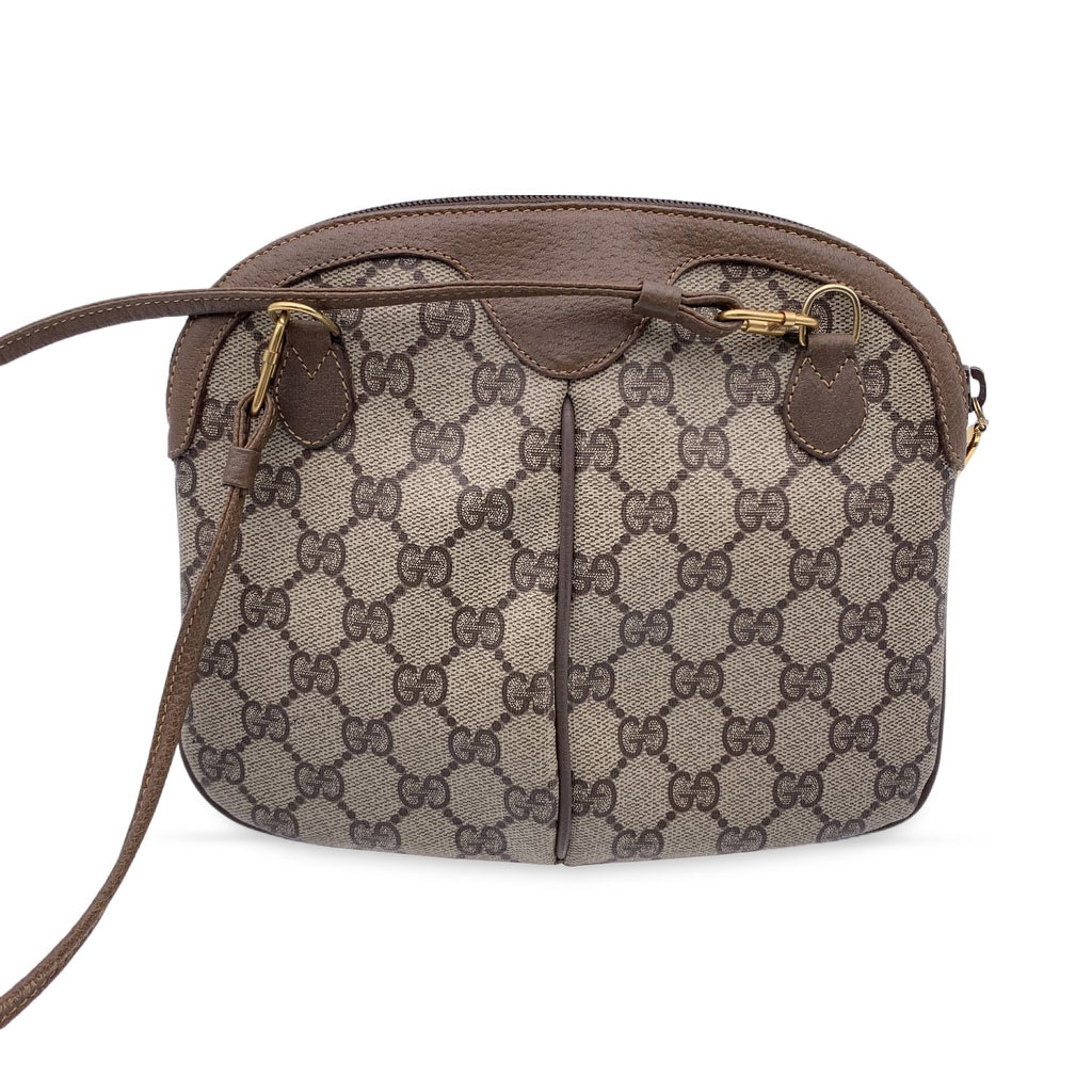 Gucci Vintage Beige Monogram Canvas Small Web Crossbody Bag