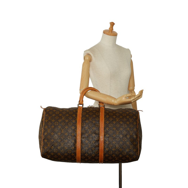 Louis Vuitton Monogram Keepall 55 Boston Bag Travel Bag M41424 Brown