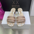Dior Women’s Shoes Dway Heeled Slide Metallic Thread Strass