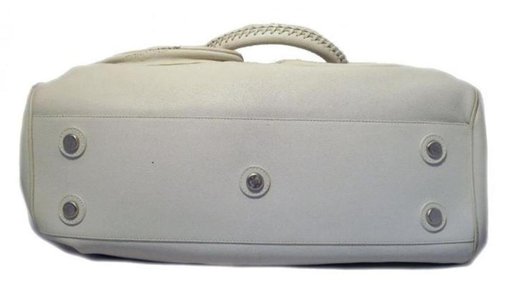 CHRISTIAN DIOR White Leather Shoulder Shopper Bag
