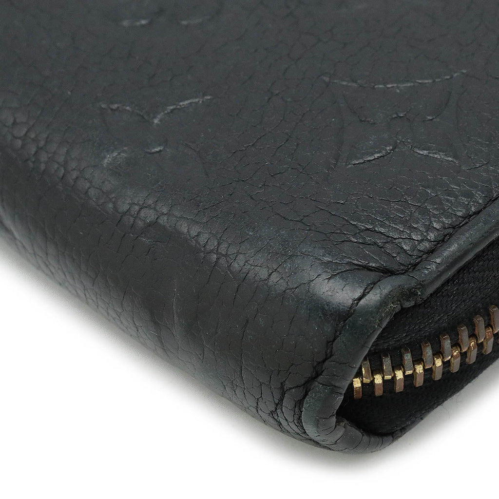 Louis Vuitton Monogram Emplant Zippie Wallet Round Fassner Long Wallet Leather Noir Black M60571