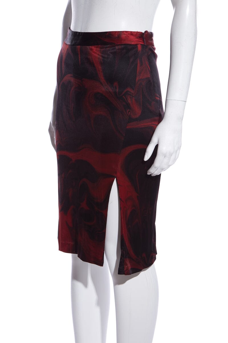 Gucci Red & Black Abstract Print Skirt SZ 38