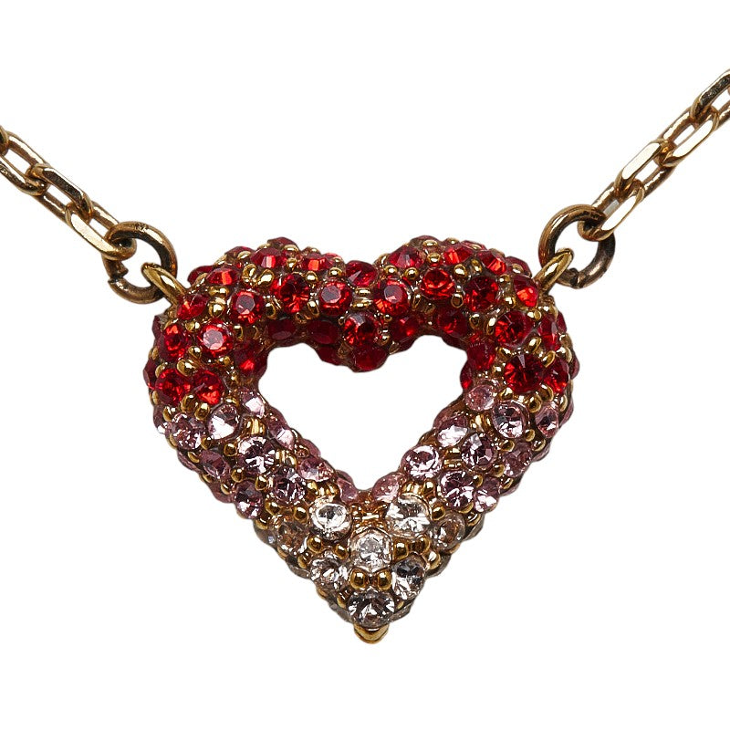 Louis Vuitton Heart Pendant Necklace M68159 Gold Red Pink