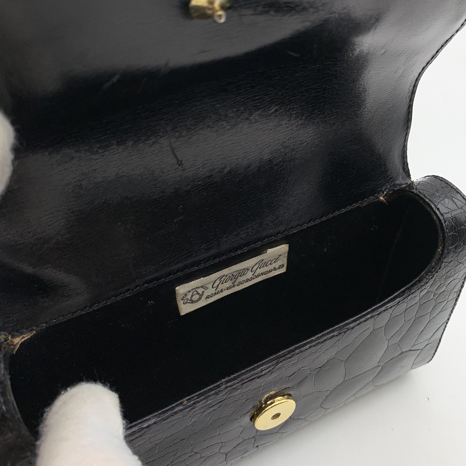 Giorgio Gucci Vintage Black Leather Clutch Bag Handbag