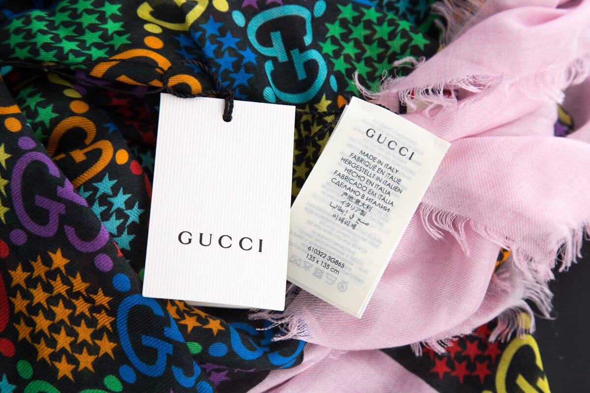 Gucci Multicolor Monogram GG Psychedelic 135 cm Scarf NWT