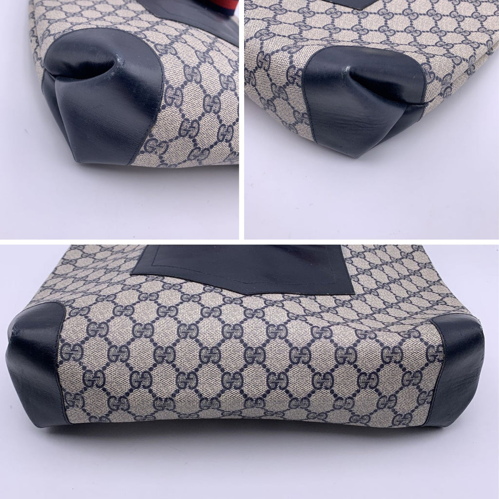 Gucci Vintage Blue Monogram Canvas Front Pocket Shopping Bag