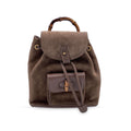 Gucci Vintage Brown Suede Bamboo Small Backpack Shoulder Bag