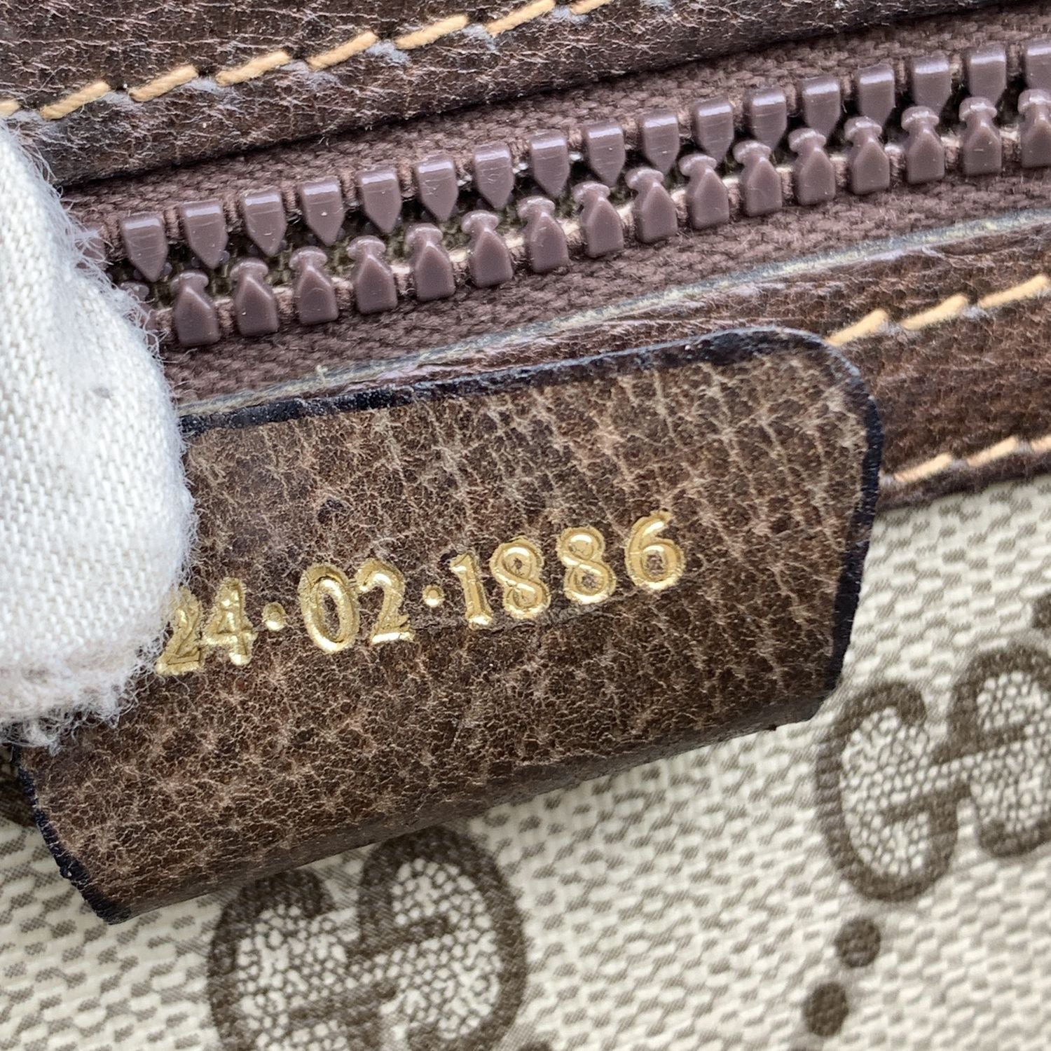 Gucci Vintage Brown Monogram Canvas Satchel Bag with Stripes