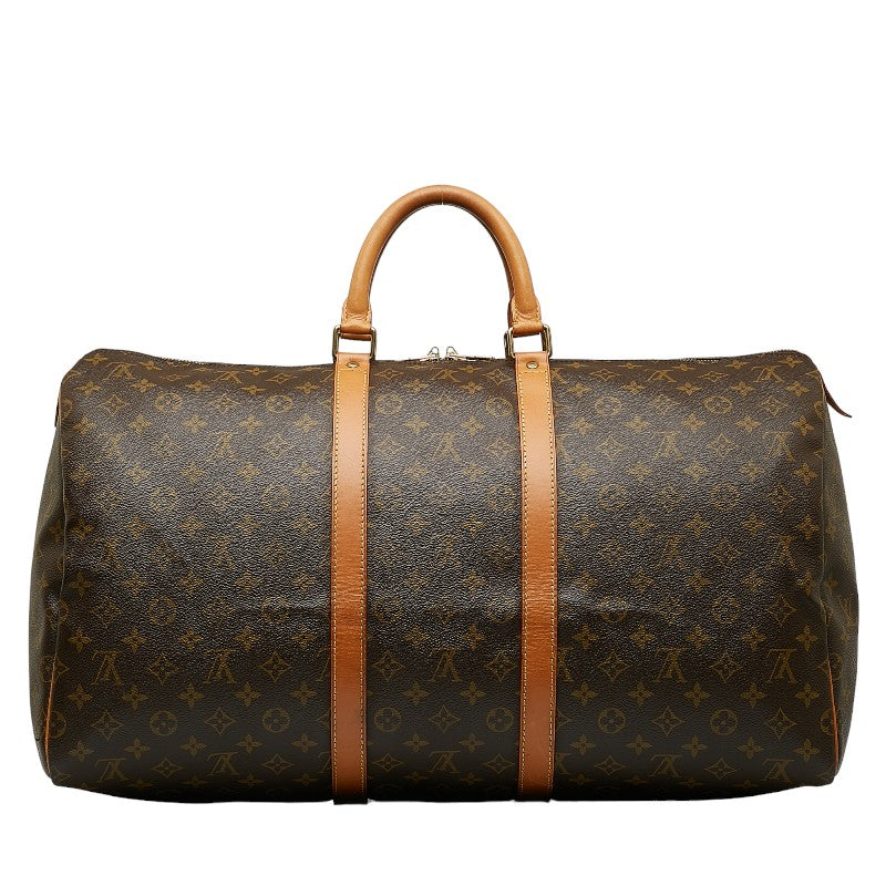 Louis Vuitton Monogram Keepall 55 Boston Bag Travel Bag M41424 Brown