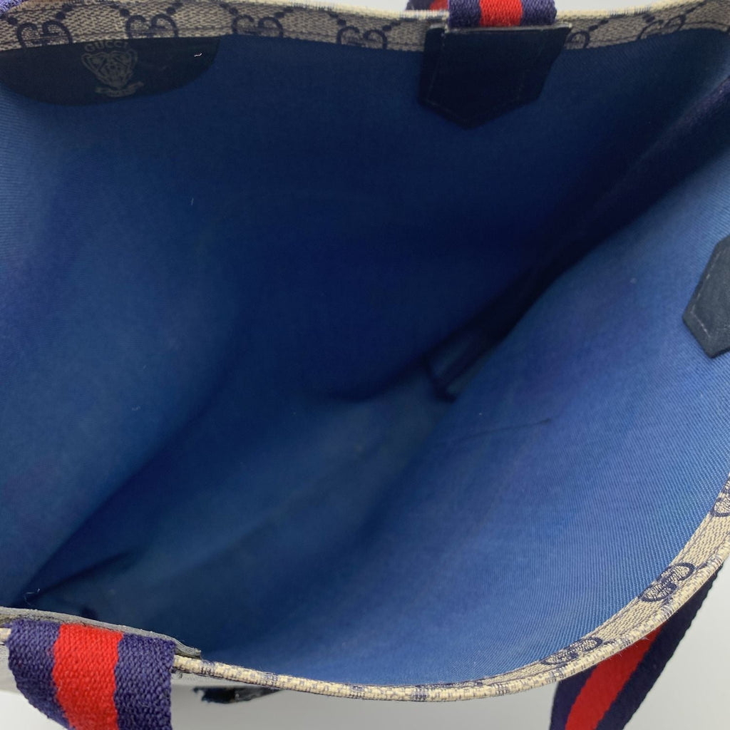 Gucci Vintage Blue Monogram Canvas Front Pocket Shopping Bag