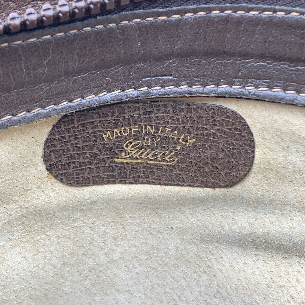 Gucci Vintage Brown Leather Bucket Web Stripes Shoulder Bag