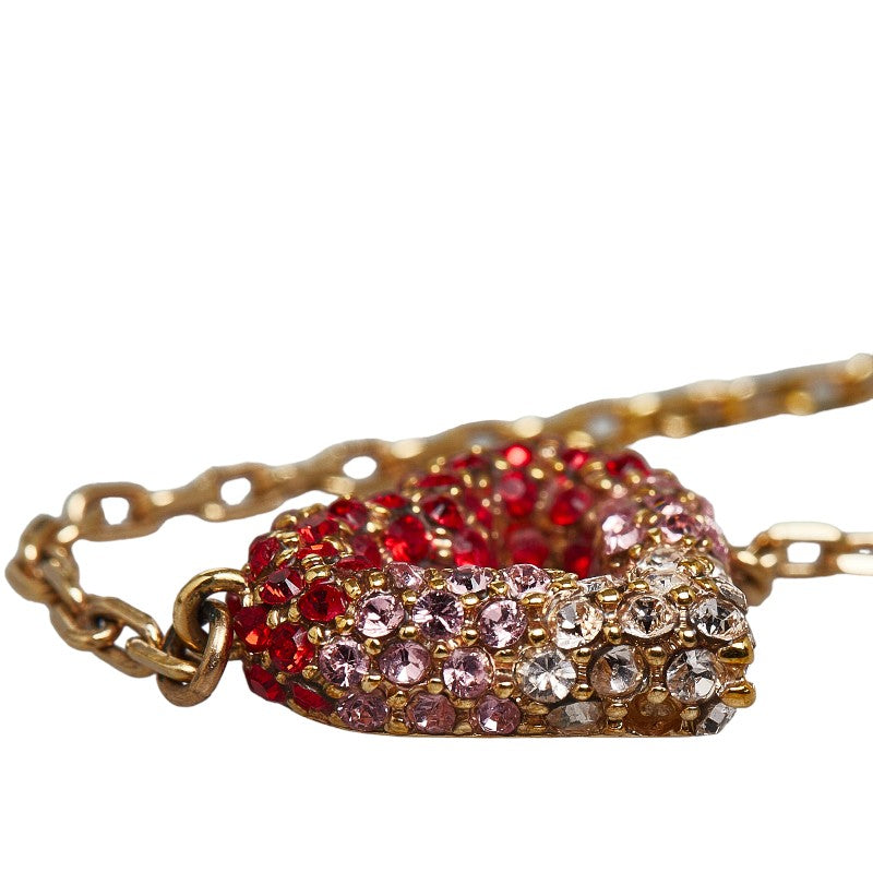 Louis Vuitton Heart Pendant Necklace M68159 Gold Red Pink