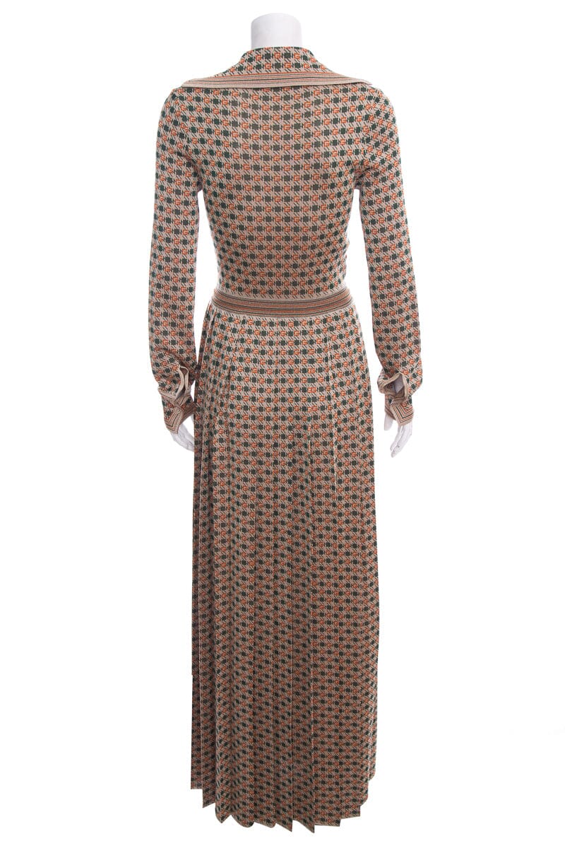 Gucci Orange & Green Long Sleeve Maxi Dress SZ XS