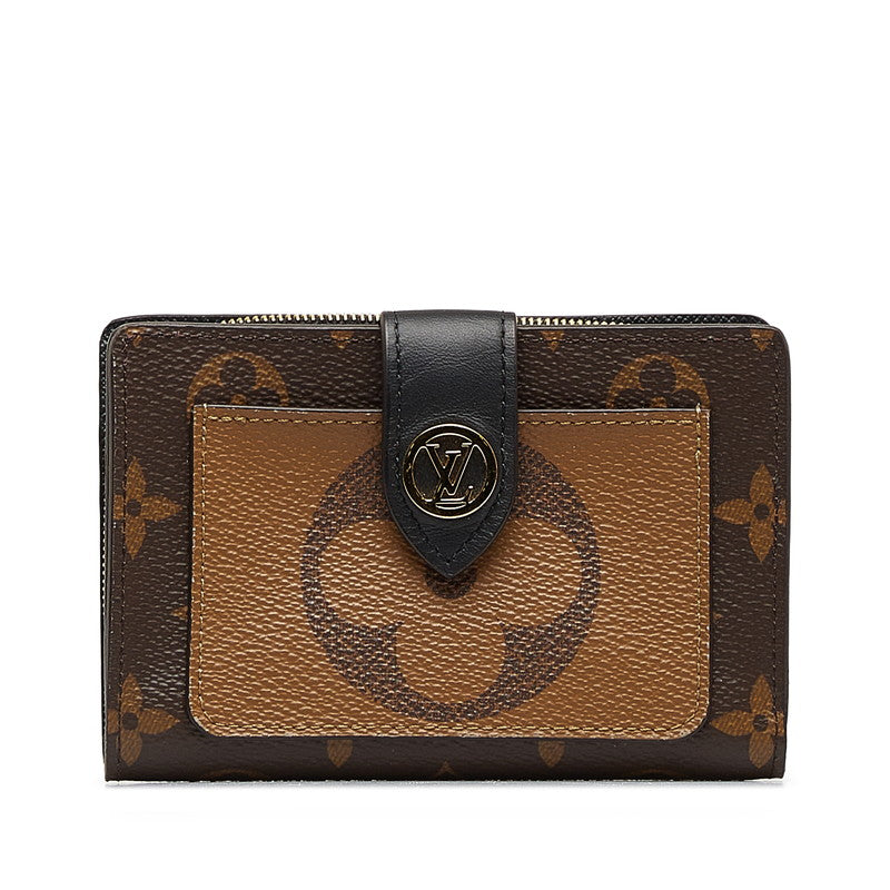 Louis Vuitton Monogram Giant Reverse Portfolio Juliet Double Folded Wallet M69432 Marlon Brown Gold PVC Leather  Louis Vuitton