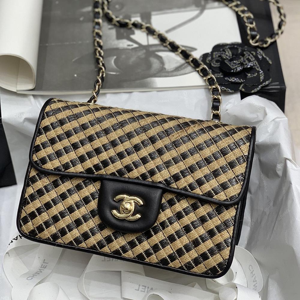 Chanel Raffi Jute striped Flap Bag