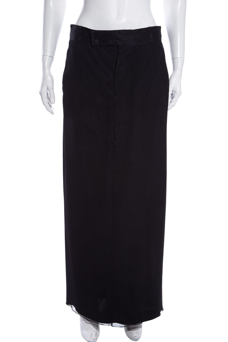 Gucci Black Mesh Overlay Midi Skirt SZ 46