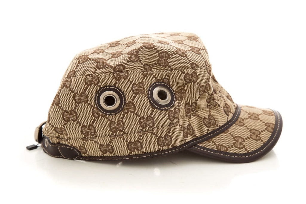 Gucci Brown Monogram Army Style Baseball Cap SZ S
