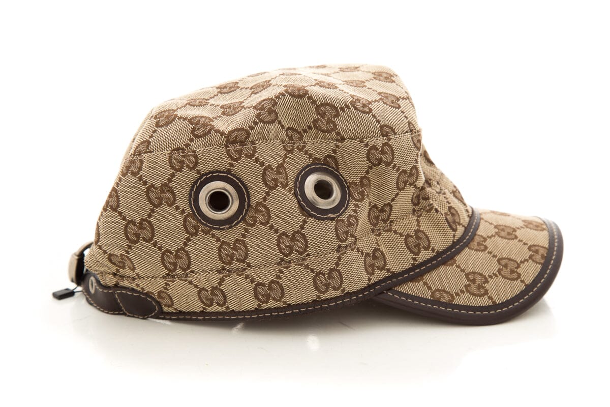 Gucci Brown Monogram Army Style Baseball Cap SZ S