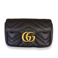 GUCCI BLACK LEATHER GG MARMONT MICRO BAG