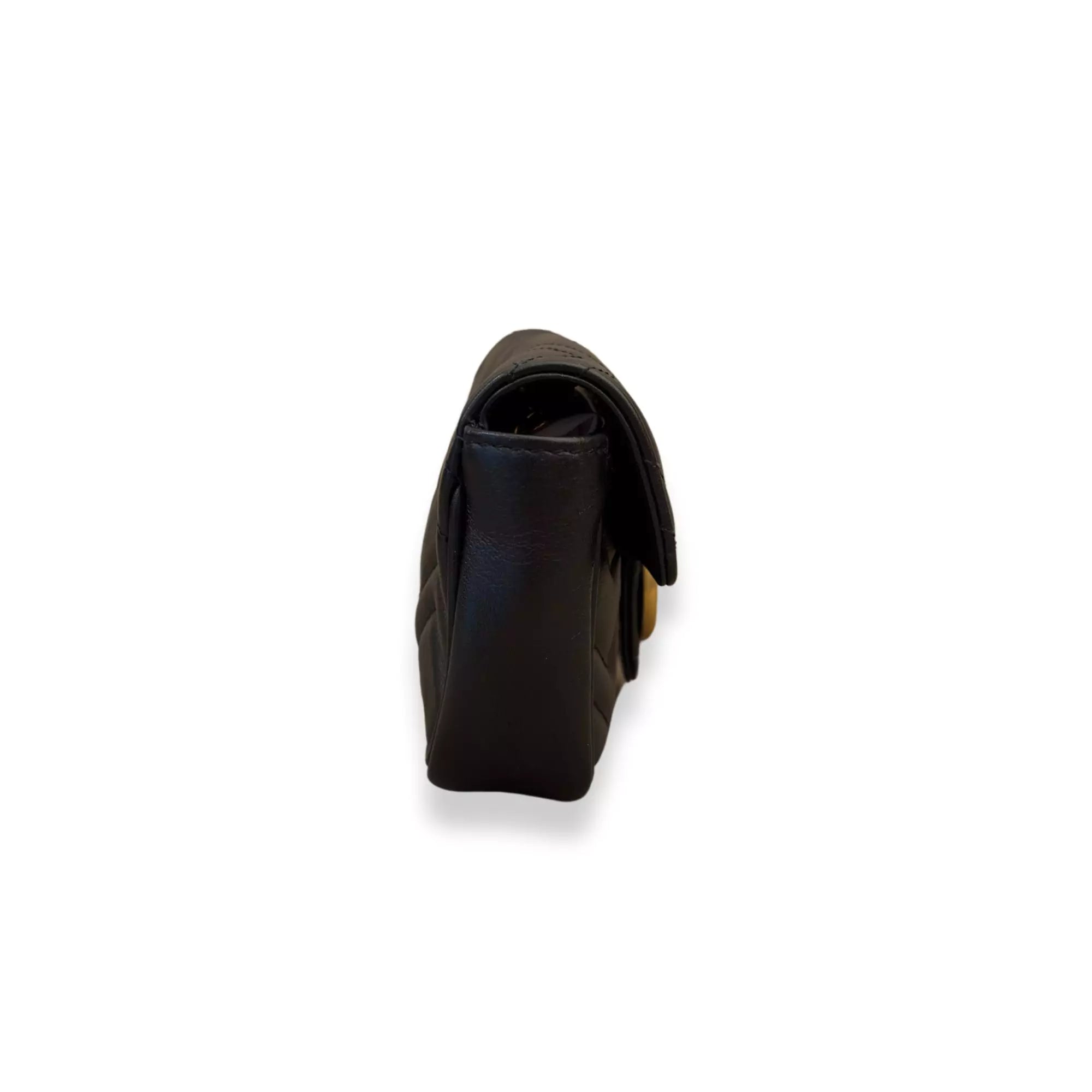GUCCI BLACK LEATHER GG MARMONT MICRO BAG
