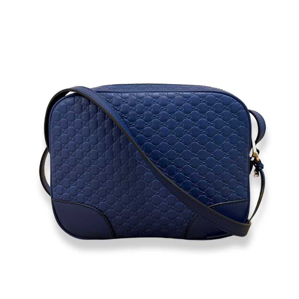 GUCCI BLUE LEATHER MICROGUCCISSIMA MINI BREE MESSENGER BAG