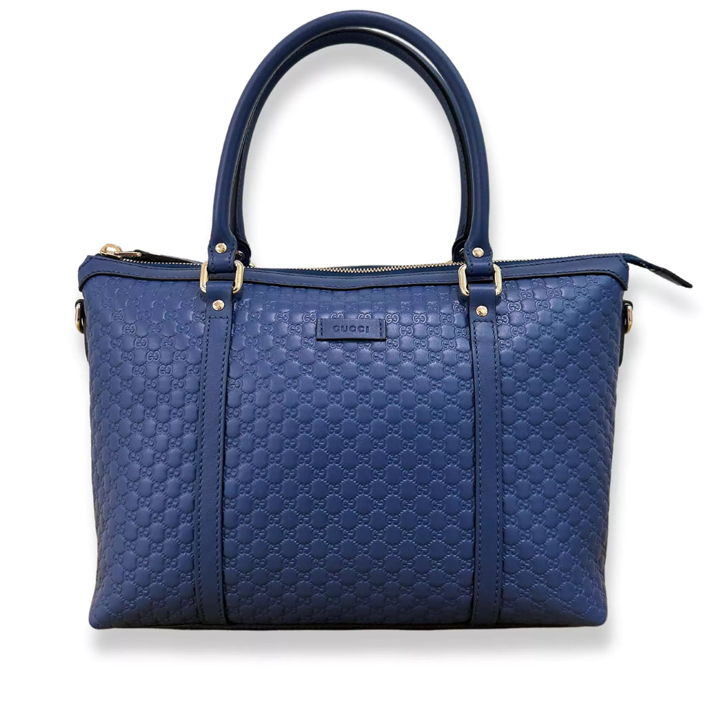 GUCCI BLUE LEATHER MICROGUCCISIMO ABBEY BAG