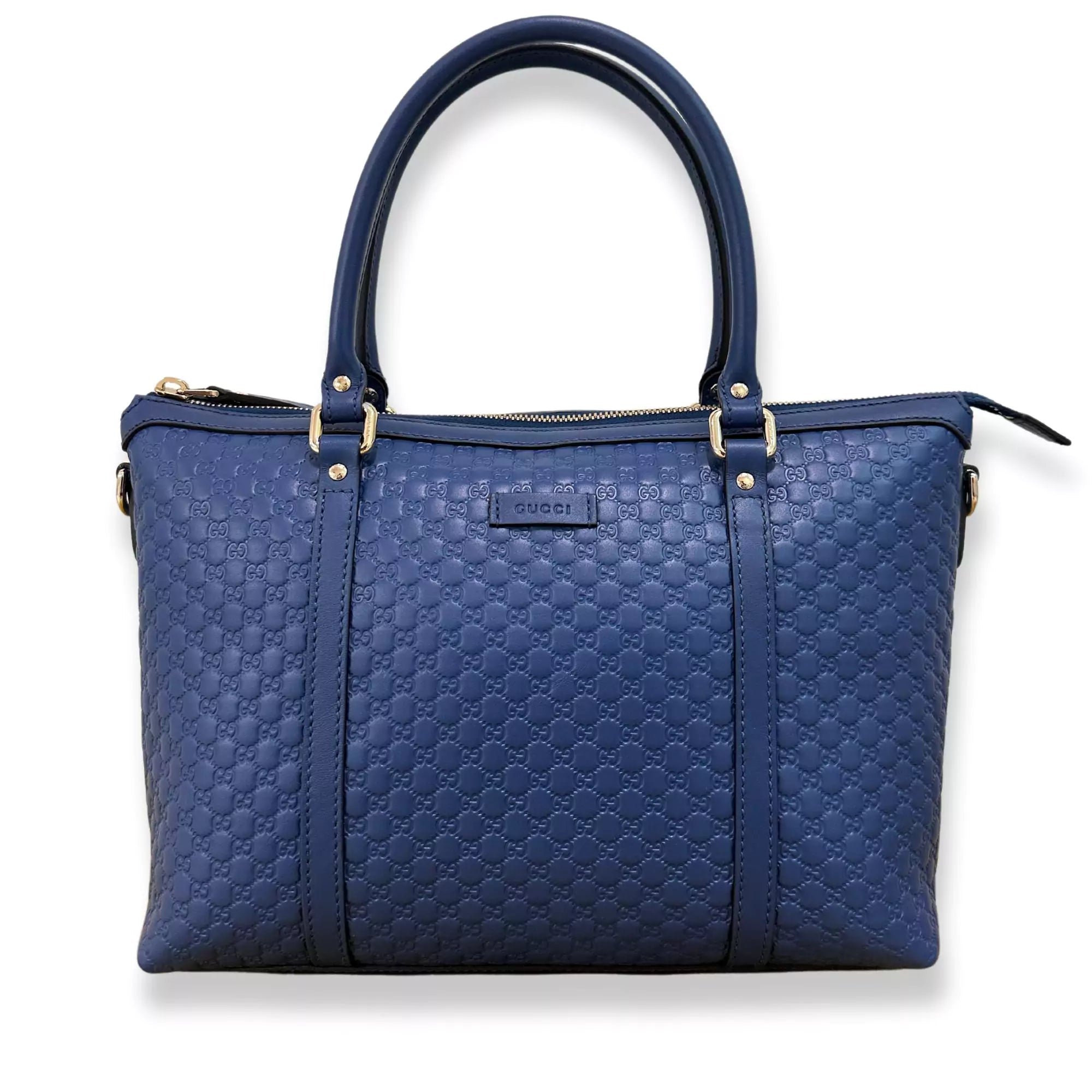 GUCCI BLUE LEATHER MICROGUCCISIMO ABBEY BAG