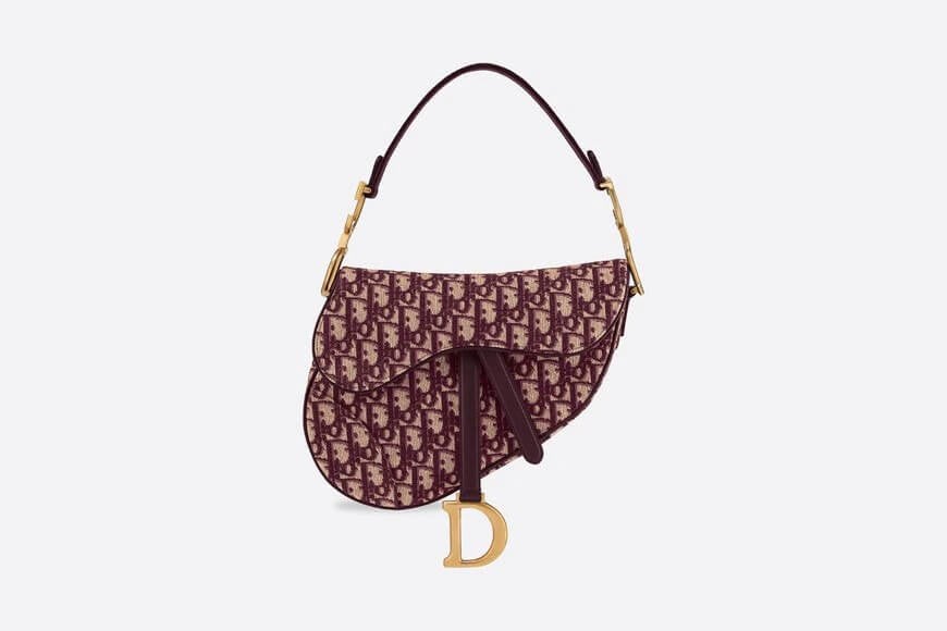 Saddle Bag Burgundy Dior Oblique Jacquard