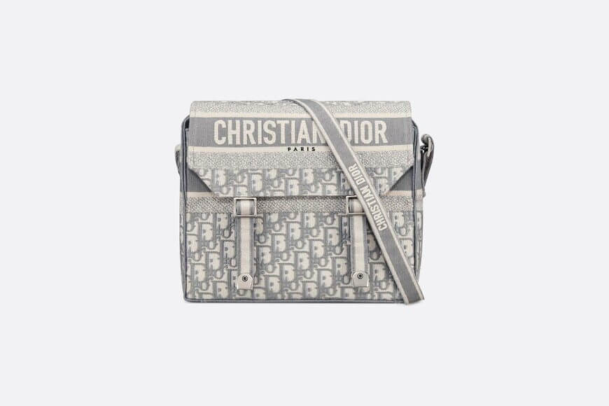 Dior camp Bag Gray Dior Oblique Embroidery