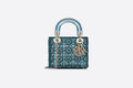 Mini Lady Dior Bag Metallic Calfskin and Satin with Celestial Blue Bead Embroidery