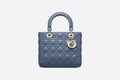 Medium Ultramatte Lady Dior Bag Denim Blue Cannage Lambskin