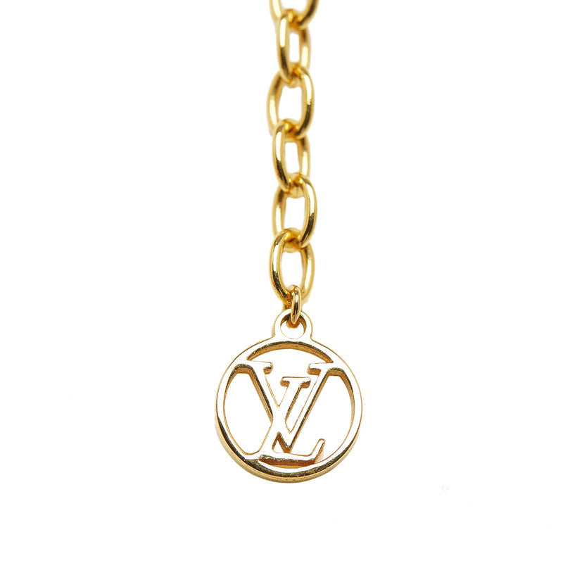 Louis Vuitton LV Logo Necklace M00596 Gold Ladies