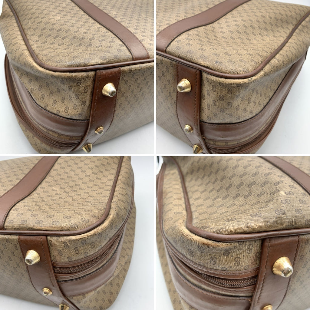 Gucci Vintage Beige Monogram Canvas Suitcase Travel Bag