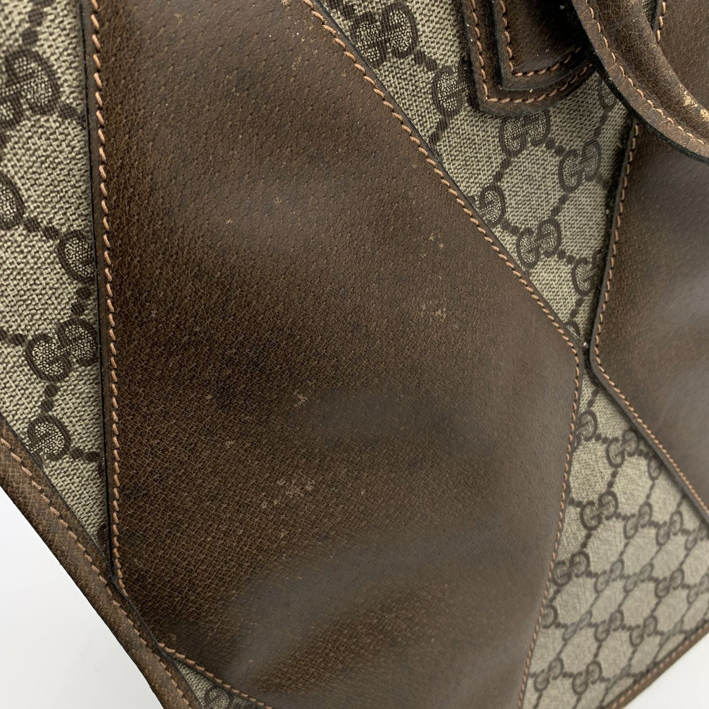 Gucci Vintage Brown Monogram Canvas Travel Satchel Bag