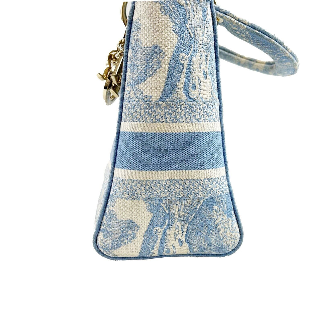 DIOR Toile de Jouy Lady D-Lite Bag Embroidered Canvas Cornflower Blue