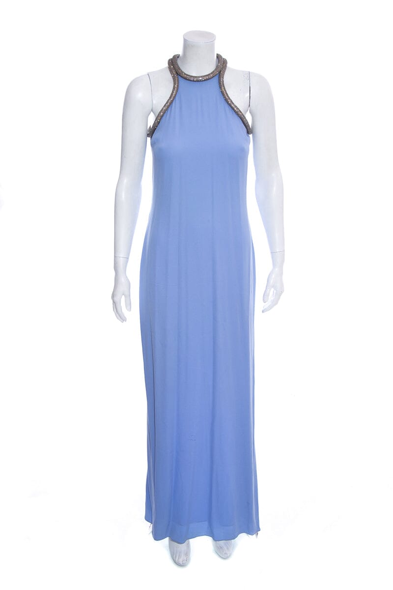 Gucci Perrywinkle Long Crystal Detail Gown SZ 40