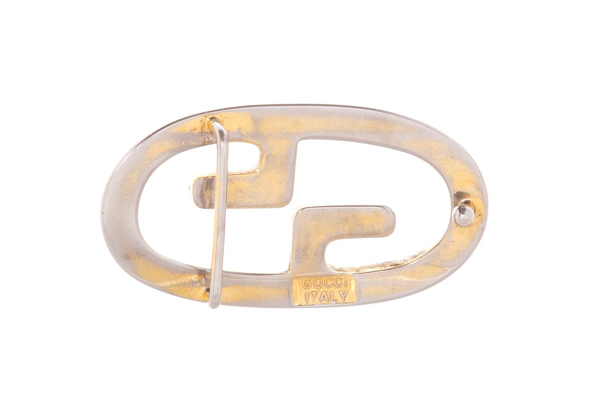 Gucci Vintage GG Gold & Silver Belt Buckle
