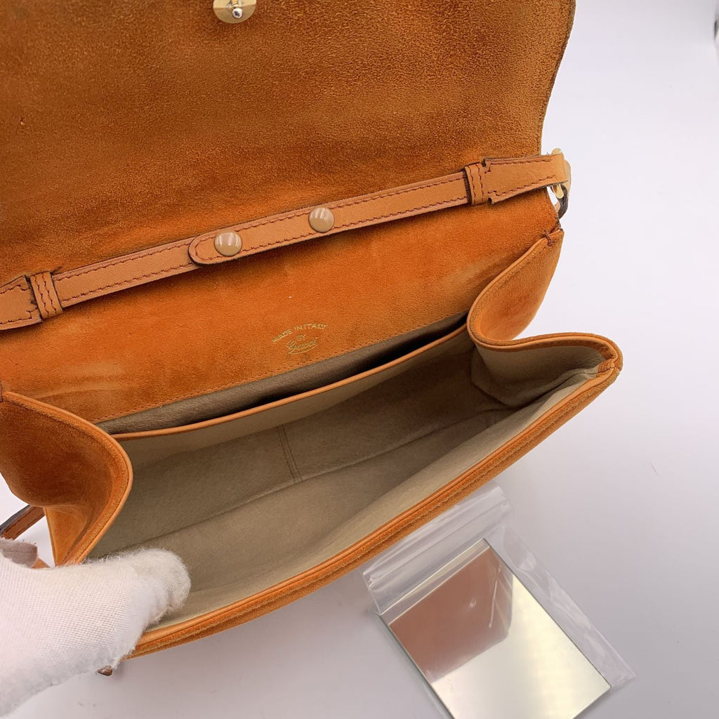 Gucci Vintage Orange Suede Convertible Flap Shoulder Bag