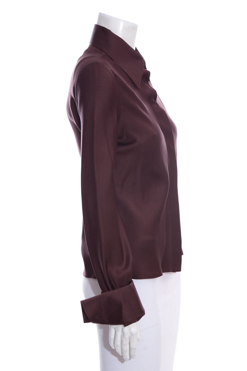 Gucci Tom Ford Era Brown Silk Blouse SZ 38